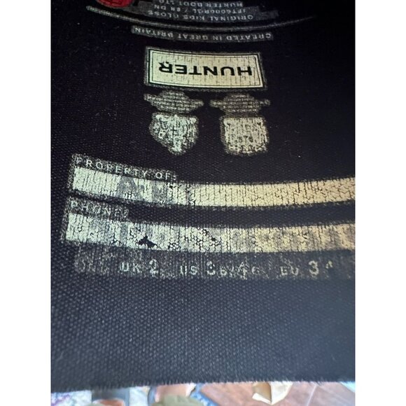 Hunter Original Black Rubber Rain Boots Big Kid Size 2 - Picture 4 of 6